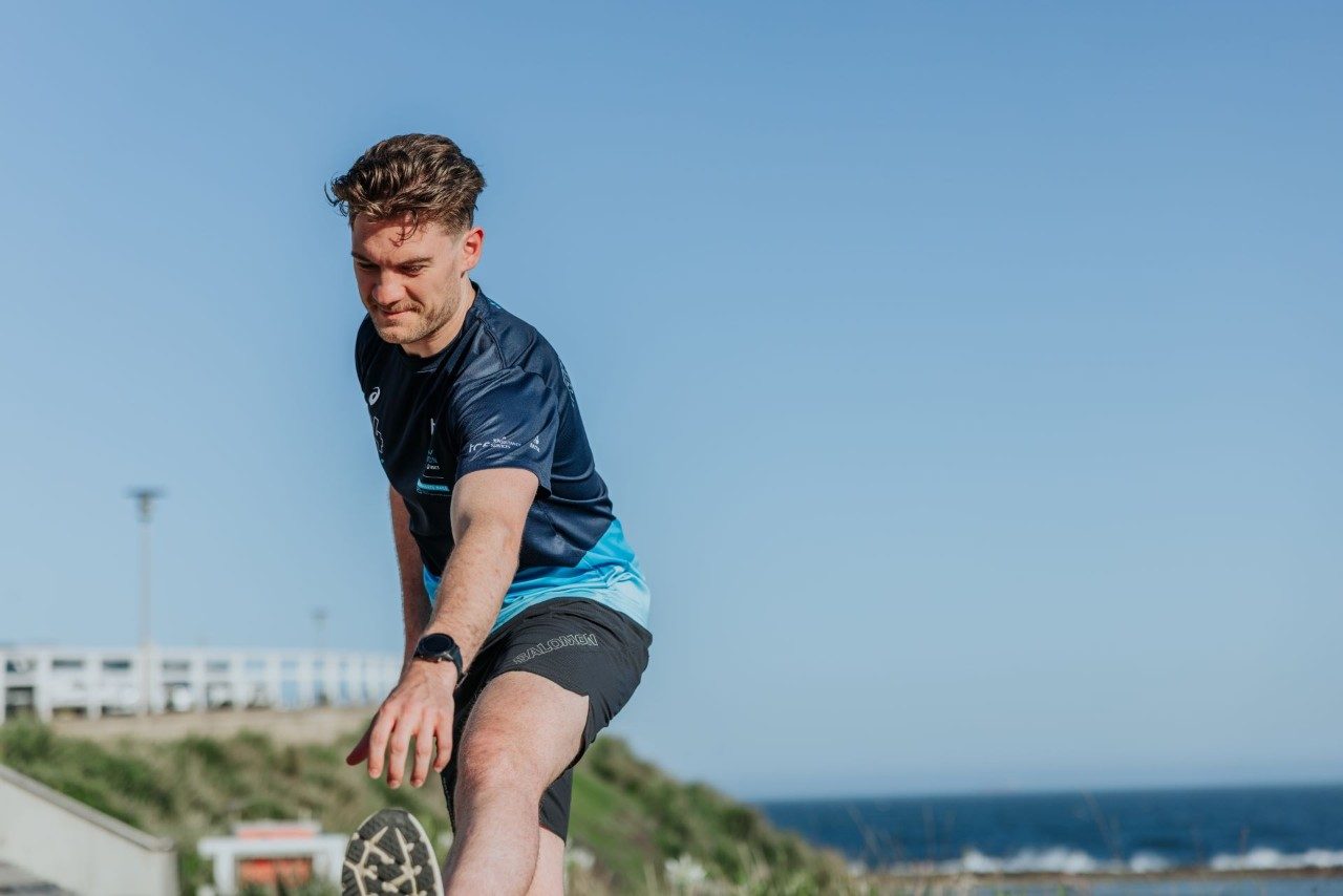 Post run stretch in Newcastle